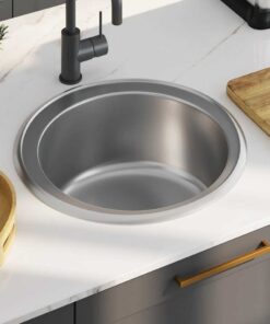 vidaXL Gootsteen met afvoer en zwanenhals roestvrij staal