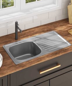 vidaXL Gootsteen met afvoer en zwanenhals roestvrij staal