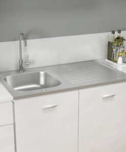 vidaXL Gootsteen met afvoerset 1000x600x155 mm roestvrij staal zilver