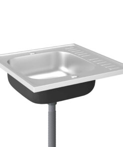 vidaXL Gootsteen met afvoerset 600x600x155 mm roestvrij staal zilver