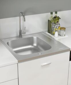 vidaXL Gootsteen met afvoerset 600x600x155 mm roestvrij staal zilver