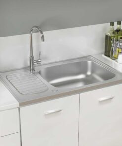 vidaXL Gootsteen met afvoerset 800x500x155 mm roestvrij staal zilver