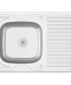 vidaXL Gootsteen met afvoerset 800x600x155 mm roestvrij staal zilver