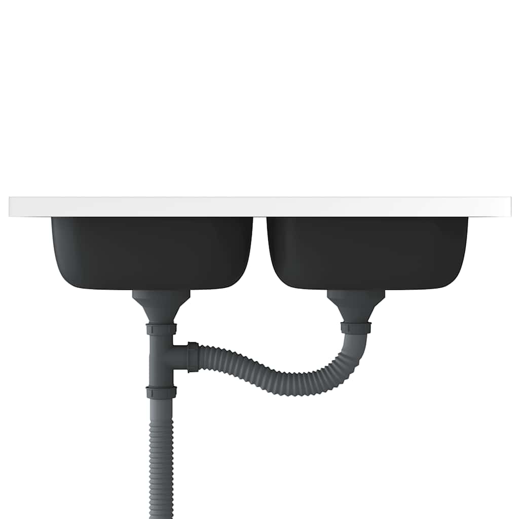 vidaXL Gootsteen met dubbele bak 800x600x155 mm roestvrij staal zilver - Image 5