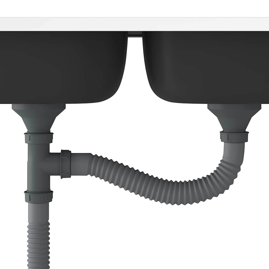 vidaXL Gootsteen met dubbele bak 800x600x155 mm roestvrij staal zilver - Image 6