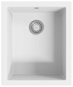 vidaXL Gootsteen met overloopgat graniet wit