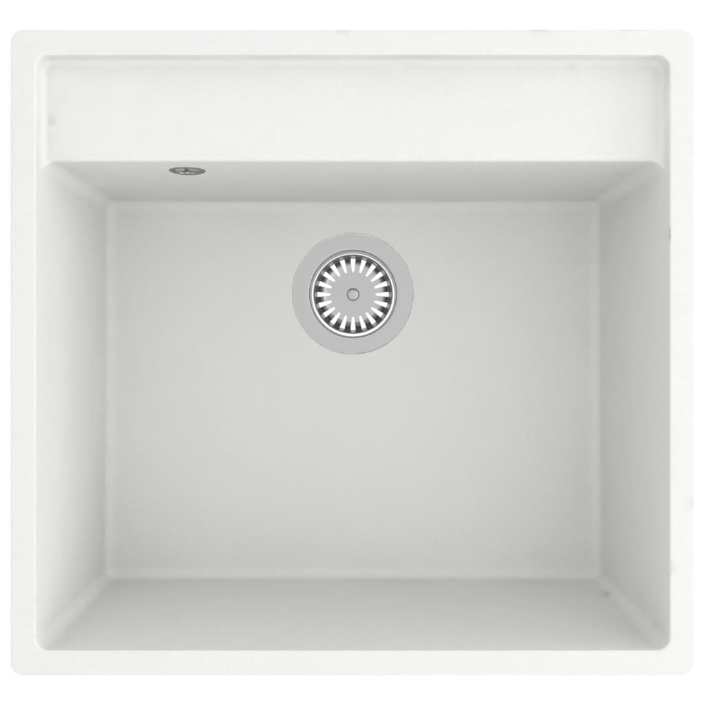 vidaXL Gootsteen met overloopgat graniet wit