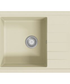 vidaXL Gootsteen met overloopgat ovaal graniet beige