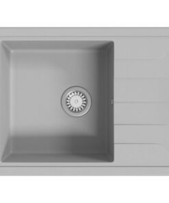 vidaXL Gootsteen met overloopgat ovaal graniet grijs