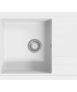 vidaXL Gootsteen met overloopgat ovaal graniet wit