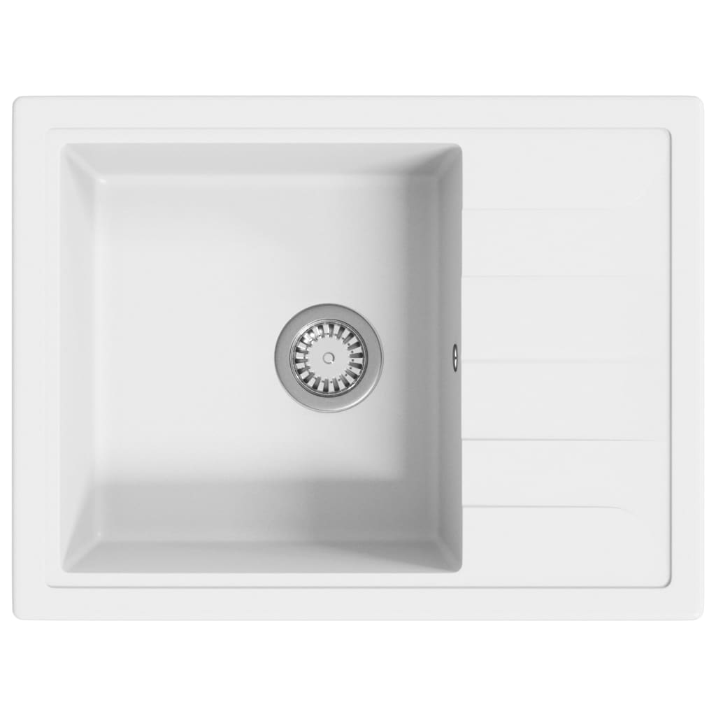 vidaXL Gootsteen met overloopgat ovaal graniet wit