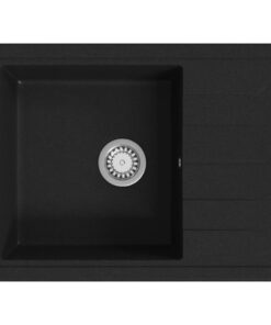 vidaXL Gootsteen met overloopgat ovaal graniet zwart