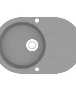 vidaXL Gootsteen ovaal enkele bak graniet grijs