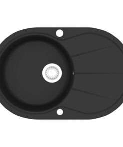 vidaXL Gootsteen ovaal enkele bak graniet zwart