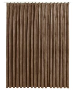 vidaXL Gordijn verduisterend met haken 290x245 cm fluweel beige