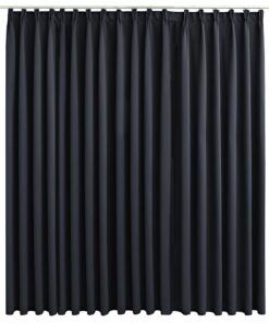 vidaXL Gordijn verduisterend met haken 290x245 cm zwart