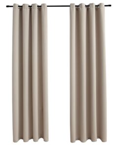 vidaXL Gordijn verduisterend met metalen ringen 2 st 140x175 cm beige