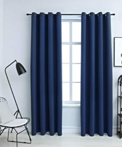 vidaXL Gordijn verduisterend met metalen ringen 2 st 140x175 cm blauw