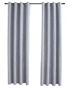 vidaXL Gordijn verduisterend met metalen ringen 2 st 140x175 cm grijs