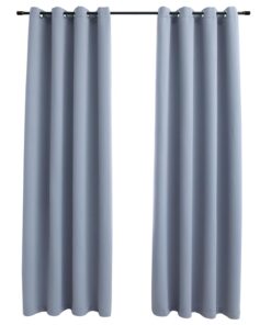 vidaXL Gordijn verduisterend met metalen ringen 2 st 140x175 cm grijs