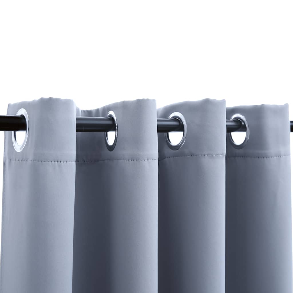 vidaXL Gordijn verduisterend met metalen ringen 2 st 140x175 cm grijs - Image 3