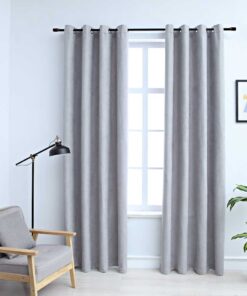 vidaXL Gordijn verduisterend met metalen ringen 2 st 140x175 cm grijs