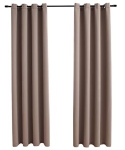 vidaXL Gordijn verduisterend met metalen ringen 2 st 140x175 cm taupe