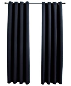 vidaXL Gordijn verduisterend met metalen ringen 2 st 140x175 cm zwart