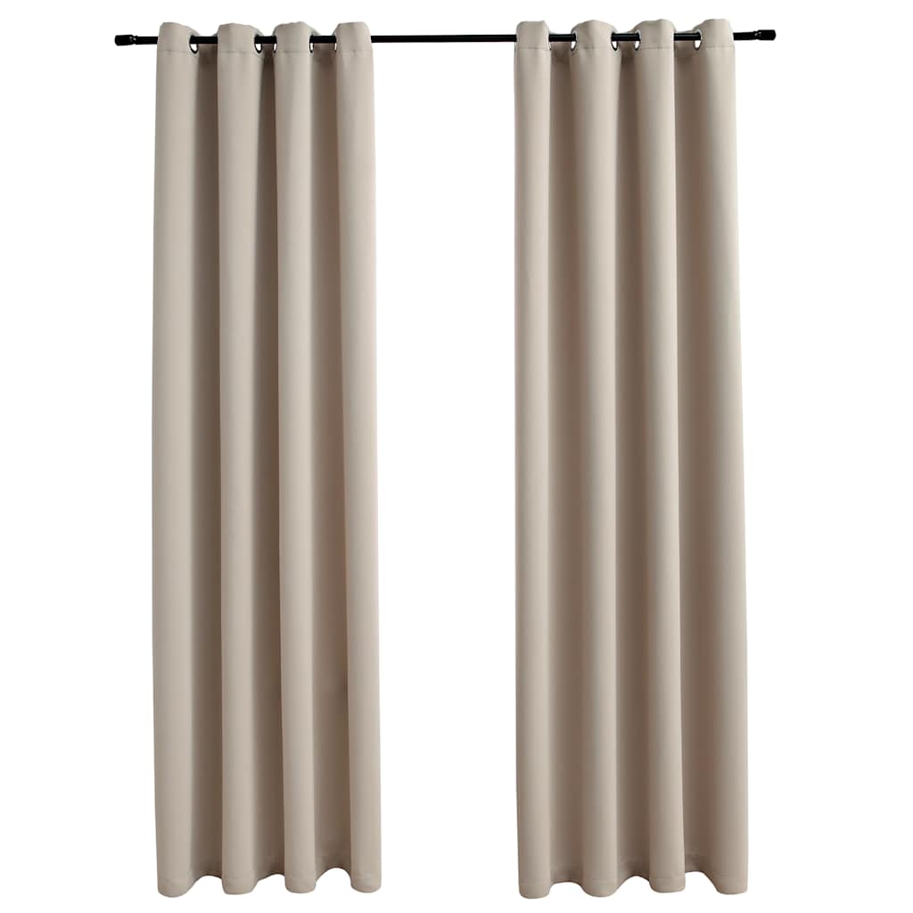vidaXL Gordijn verduisterend met metalen ringen 2 st 140x225 cm beige