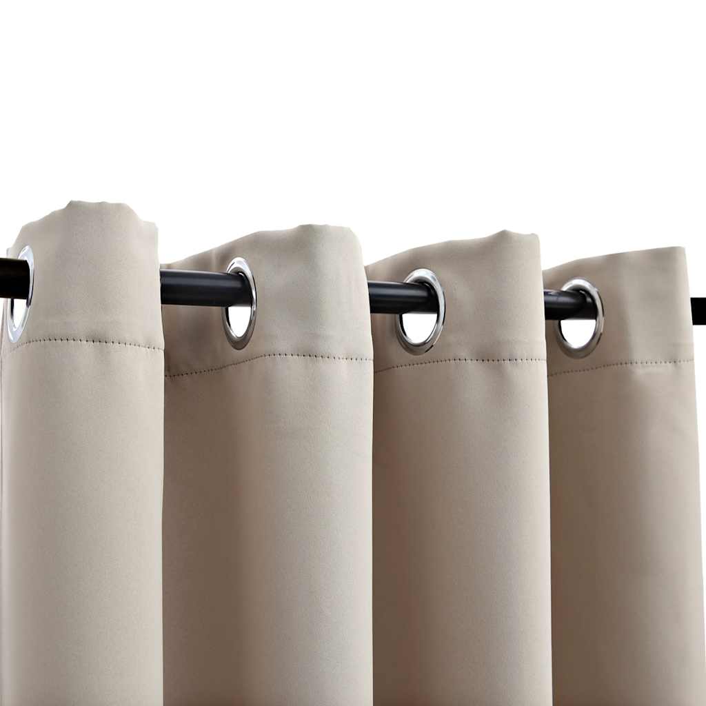 vidaXL Gordijn verduisterend met metalen ringen 2 st 140x225 cm beige - Image 3