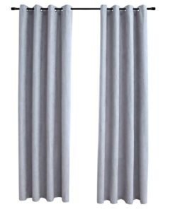 vidaXL Gordijn verduisterend met metalen ringen 2 st 140x225 cm grijs