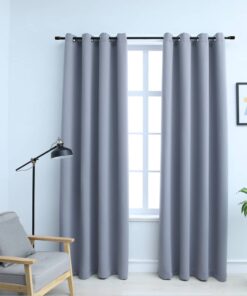vidaXL Gordijn verduisterend met metalen ringen 2 st 140x225 cm grijs