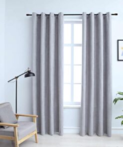 vidaXL Gordijn verduisterend met metalen ringen 2 st 140x225 cm grijs