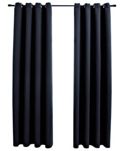 vidaXL Gordijn verduisterend met metalen ringen 2 st 140x225 cm zwart