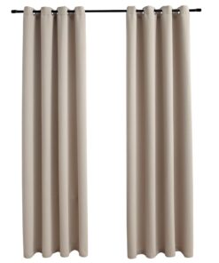 vidaXL Gordijn verduisterend met metalen ringen 2 st 140x245 cm beige