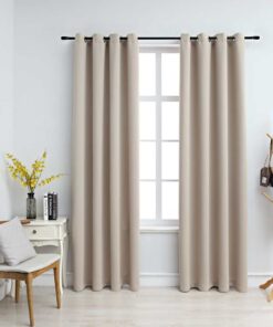 vidaXL Gordijn verduisterend met metalen ringen 2 st 140x245 cm beige