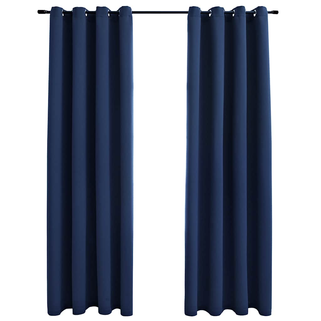 vidaXL Gordijn verduisterend met metalen ringen 2 st 140x245 cm blauw