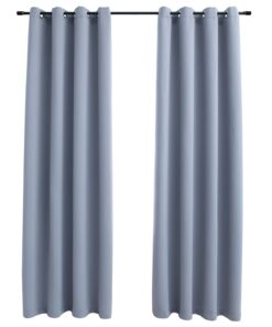 vidaXL Gordijn verduisterend met metalen ringen 2 st 140x245 cm grijs