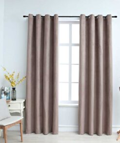 vidaXL Gordijn verduisterend met metalen ringen 2 st 140x245 cm taupe