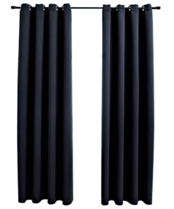 vidaXL Gordijn verduisterend met metalen ringen 2 st 140x245 cm zwart