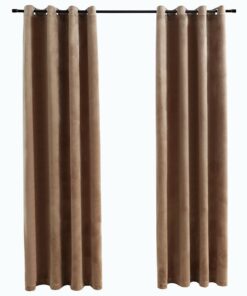 vidaXL Gordijn verduisterend met ringen 2 st 140x175 cm fluweel beige