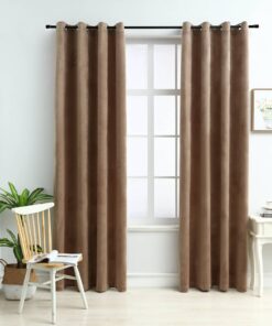 vidaXL Gordijn verduisterend met ringen 2 st 140x175 cm fluweel beige