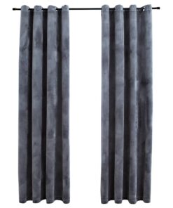 vidaXL Gordijn verduisterend met ringen 2 st 140x225 cm fluweel grijs