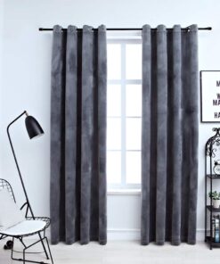 vidaXL Gordijn verduisterend met ringen 2 st 140x225 cm fluweel grijs