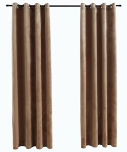 vidaXL Gordijn verduisterend met ringen 2 st 140x245 cm fluweel beige