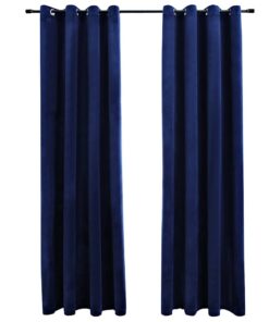 vidaXL Gordijn verduisterend met ringen 2 st 140x245 cm fluweel blauw