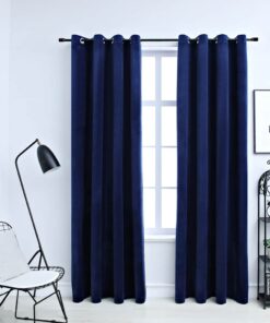vidaXL Gordijn verduisterend met ringen 2 st 140x245 cm fluweel blauw
