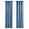 vidaXL Gordijnen met metalen ringen 2 st 140x225 cm katoen blauw
