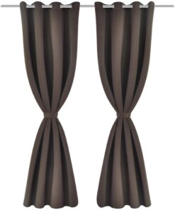 vidaXL Gordijnen met metalen ringen verduisterend 135x175 bruin 2 st