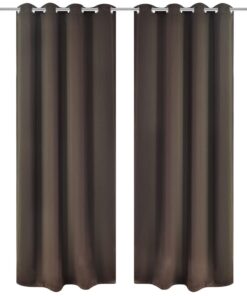 vidaXL Gordijnen met metalen ringen verduisterend 135x175 bruin 2 st